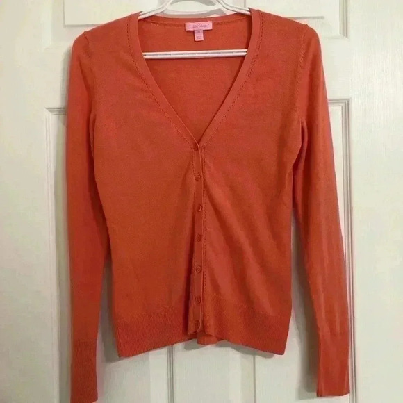 Lilly  Pulitzer Pink Cardigan V-Neck Size Medium - Picture 1 of 16